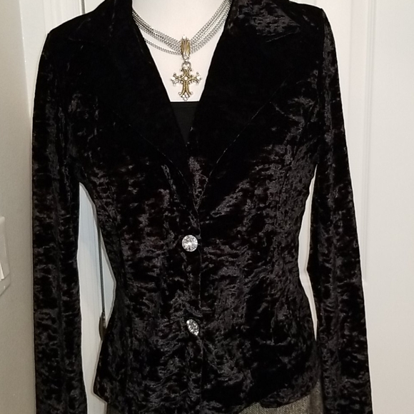 Bejeweled | Jackets & Coats | Rhinestone Buttons Velvet S Blazer Jacket ...